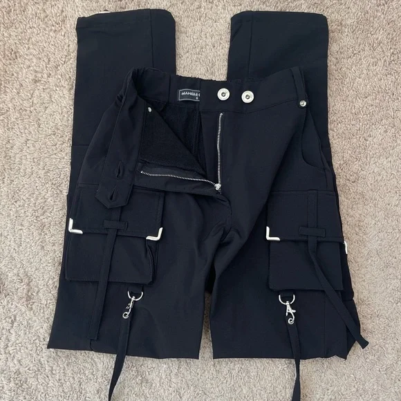 Maniere De Voir Black High-Rise Women’s Cargo Nylon Blend Utility Pants Size 6 - Picture 10 of 15